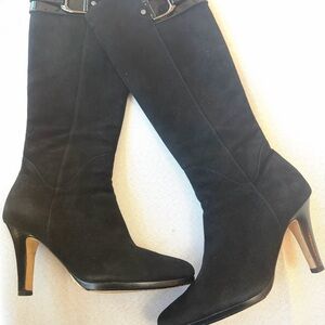 Cole Haan Elegant Black Suede Heeled Boots